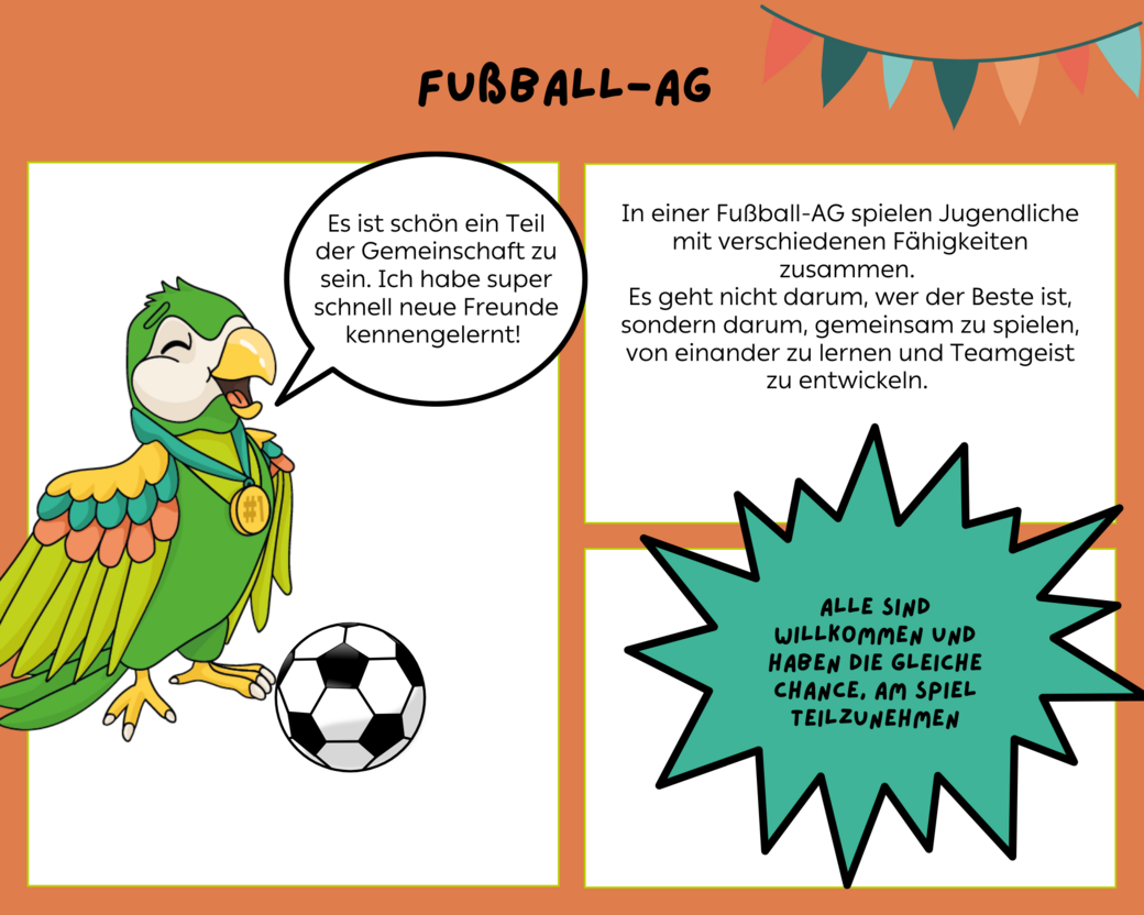 Comic-Erklärung des Projekts Fußball-AG
