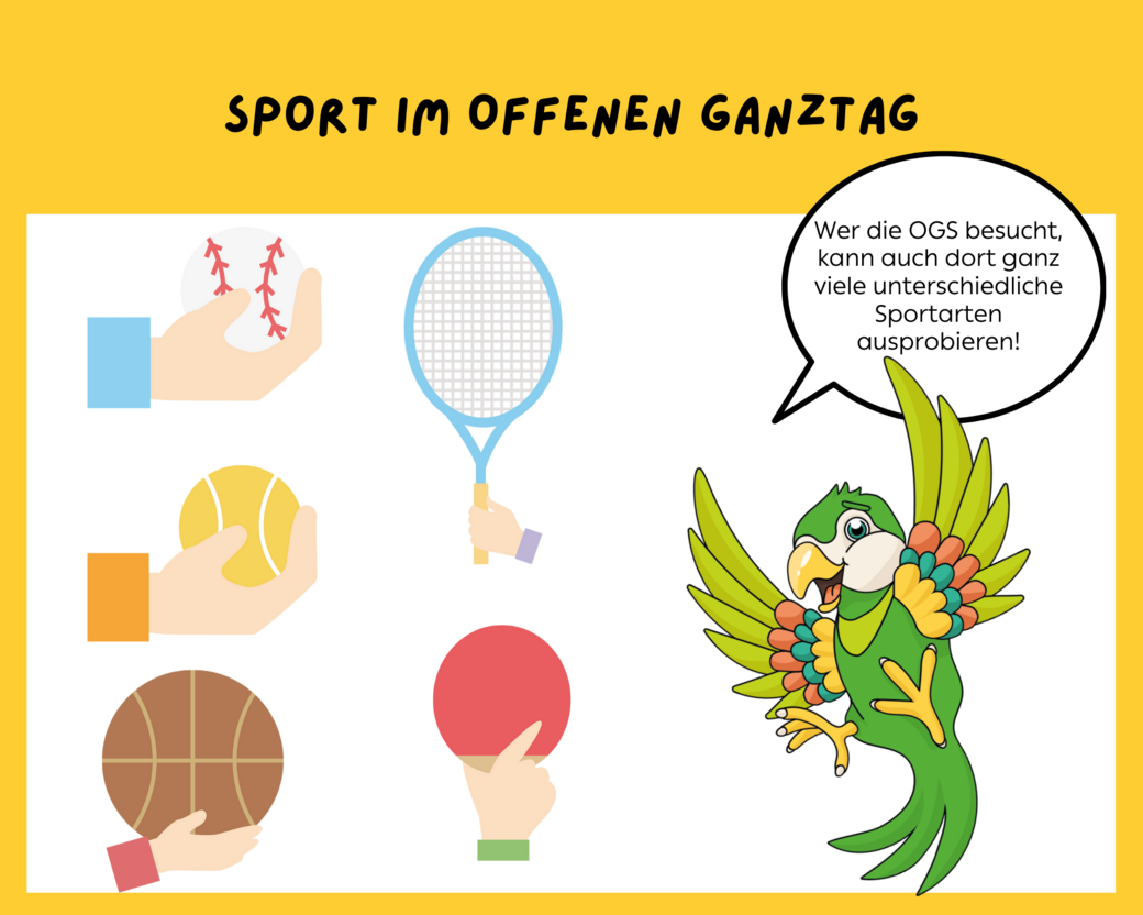 Comic-Erklärung der Sportangebote im Offenen Ganztag