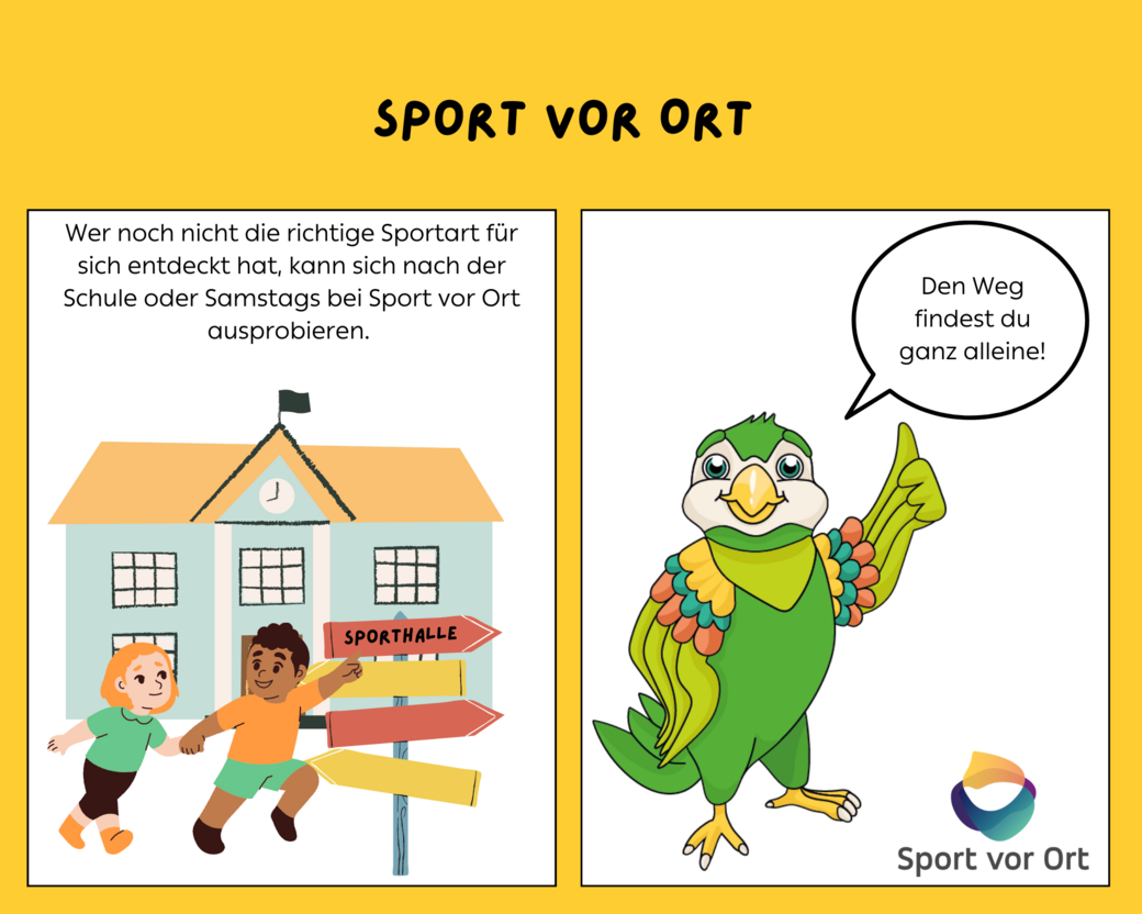 Comic-Erklärung des Projekts "Sport vor Ort"